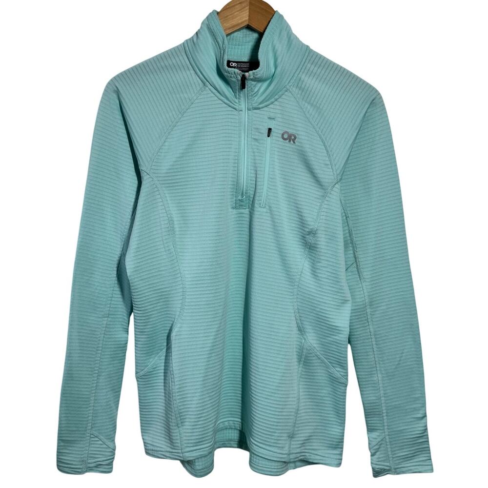 Outdoor Research Vigor Grid Fleece Quarter-Zip Pullover Women L Blue Run Walk